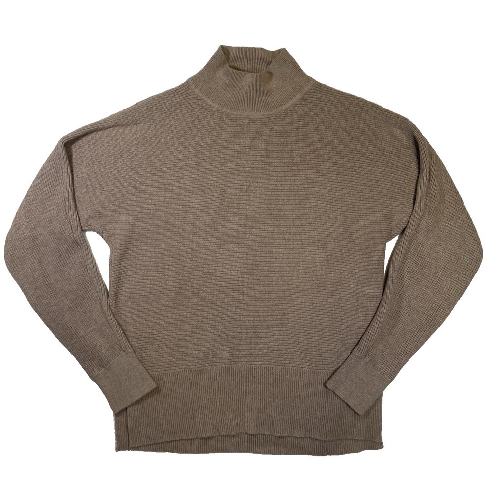 Banana Republic Sweater Women's Tan Mock Neck Ribbed Knit Pullover Small‎